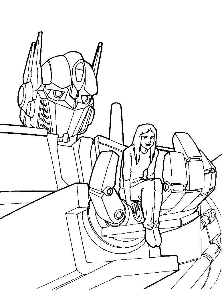 coloriage transformers tenant une fille dans ses mains